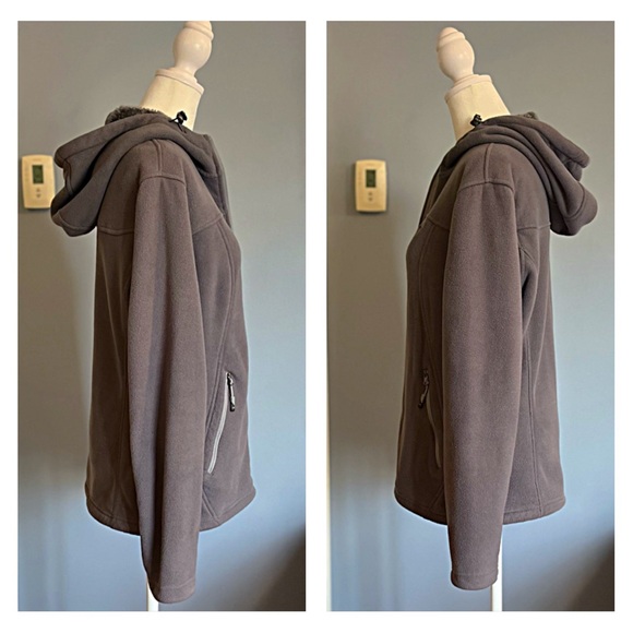 FLEECE ZIP JACKET HOODIE WOMEN’S M GRAY by OUTDOORMASTER Water & Stain Resistant - Picture 4 of 12